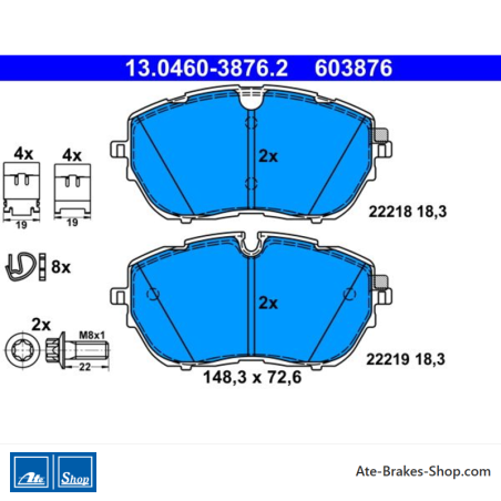 ATE originalen Bremsbelägen (13046038762) für Citroën, Opel, Peugeot, Vauxhall