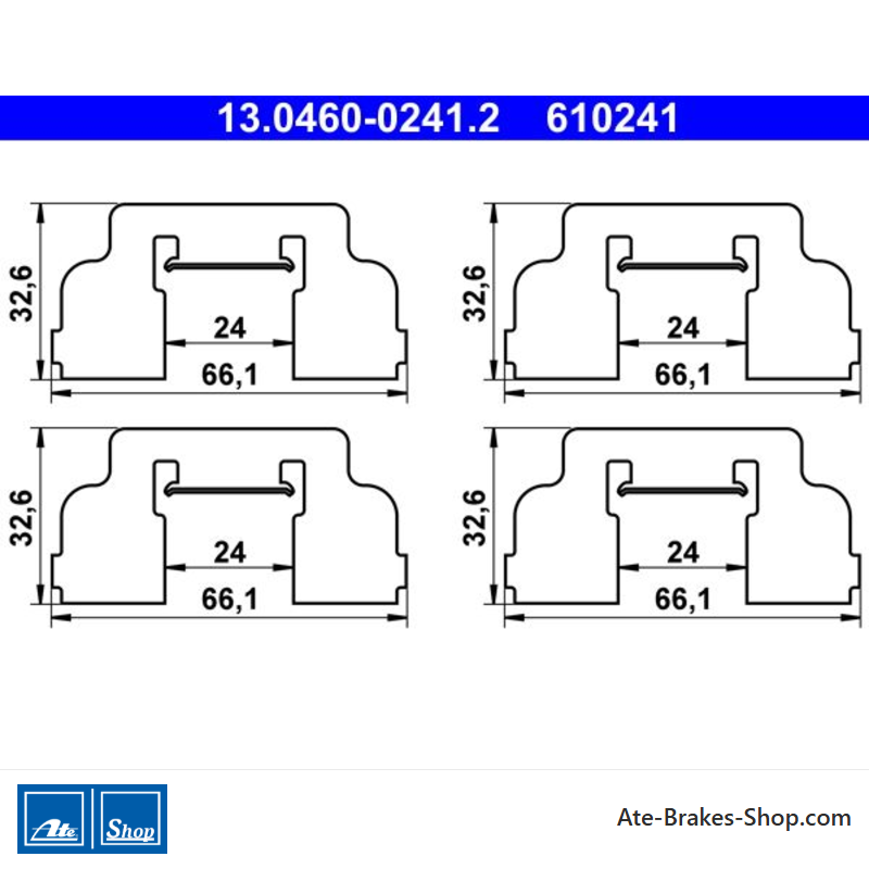 ATE Kit d’accessoires de plaquettes de frein d’origine (13046002412) pour Dacia, Renault