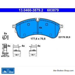 ATE plaquettes de frein d’origine (13046038792) pour MAN, Volkswagen (VW)
