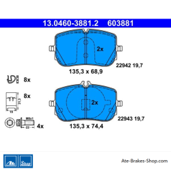 ATE original brake pads (13046038812) for Mercedes-Benz