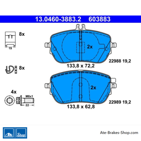 ATE originale Bremsbeläge (13046038832) für Mercedes-Benz