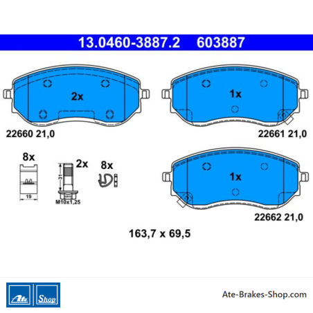 ATE plaquets de frein d’origine (13046038872) pour Mercedes-Benz, Nissan