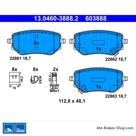 ATE originele remblokken (13046038882) voor Mercedes-Benz, Nissan, Renault