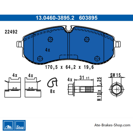 ATE originele remblokken (13046038952) voor MAN, Volkswagen (VW)