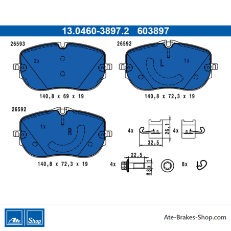 ATE originale Bremsbeläge (13046038972) für Mercedes-Benz