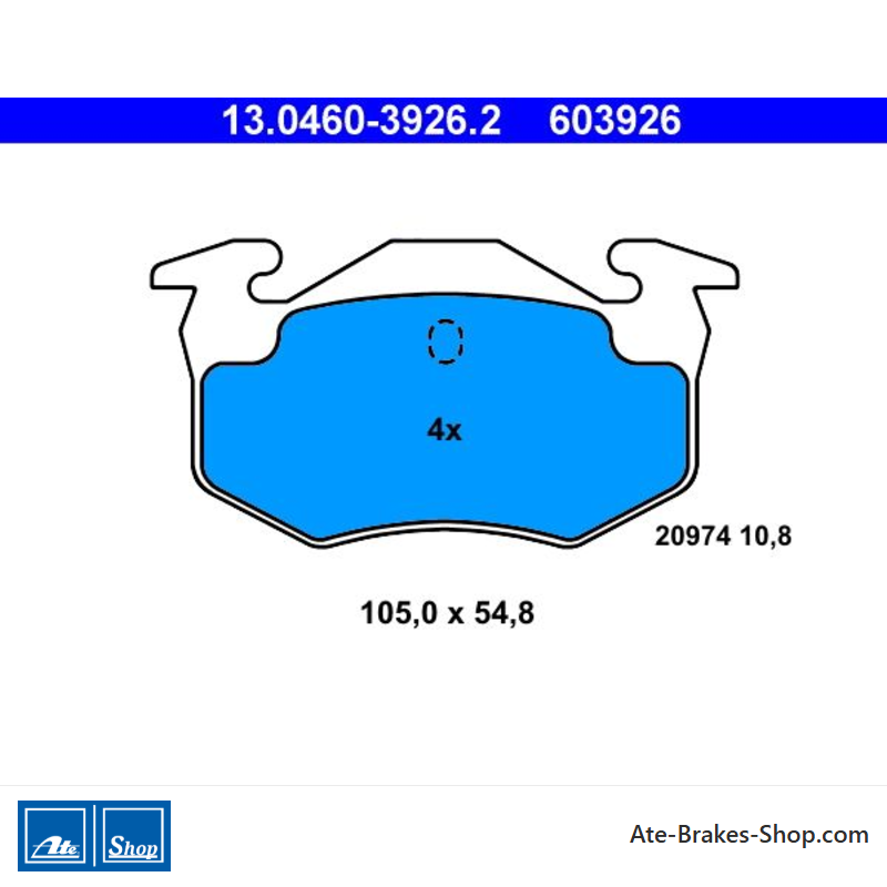 ATE originale Bremsbeläge (13046039262) für Renault
