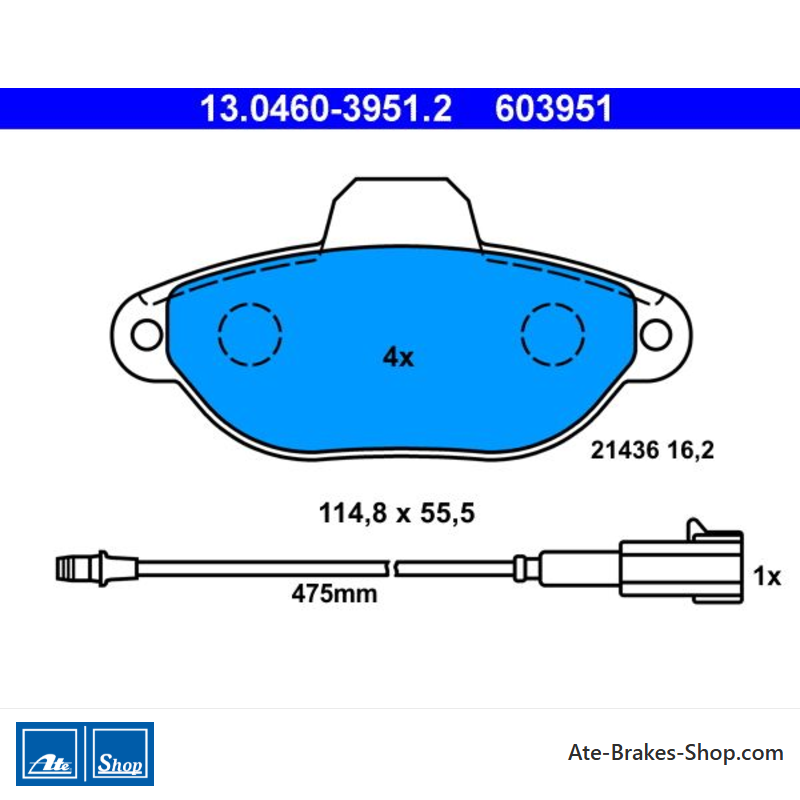 ATE originale Bremsbeläge (13046039512) für Fiat, Lancia