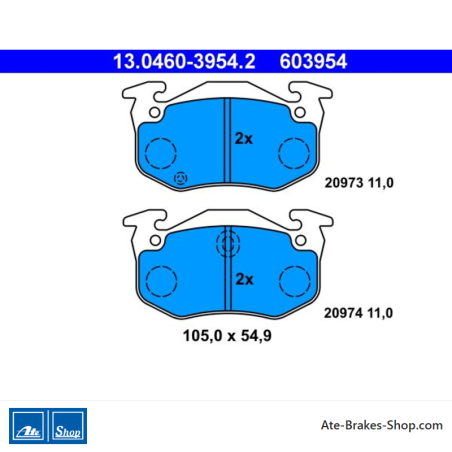 ATE original brake pads (13046039542) for Citroën, Peugeot, Renault