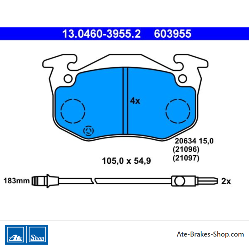 ATE originale Bremsbeläge (13046039552) für Renault