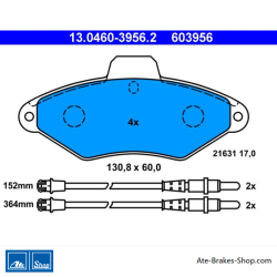 ATE original brake pads (13046039562) for Citroën