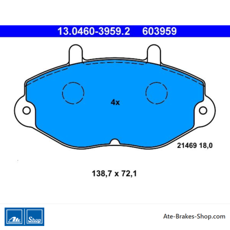 ATE original brake pads (13046039592) for Ford