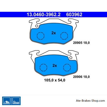 ATE originale Bremsbeläge (13046039622) für Citroën, Peugeot