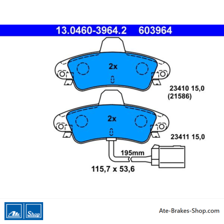 ATE originalen Bremsbelägen (13046039642) für Ford
