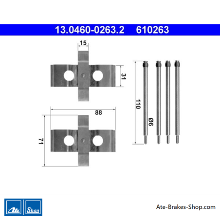 ATE Kit d’accessoires pour plaquettes de frein d’origine (13046002632) pour Mercedes-Benz