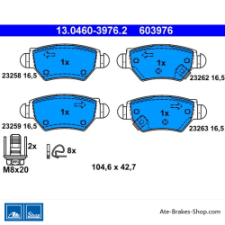 ATE original brake pads (13046039762) for Opel