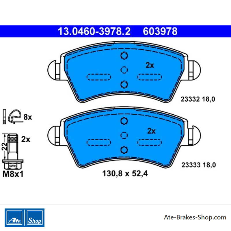 ATE originalen Bremsbeläge (13046039782) für Citroën, Peugeot