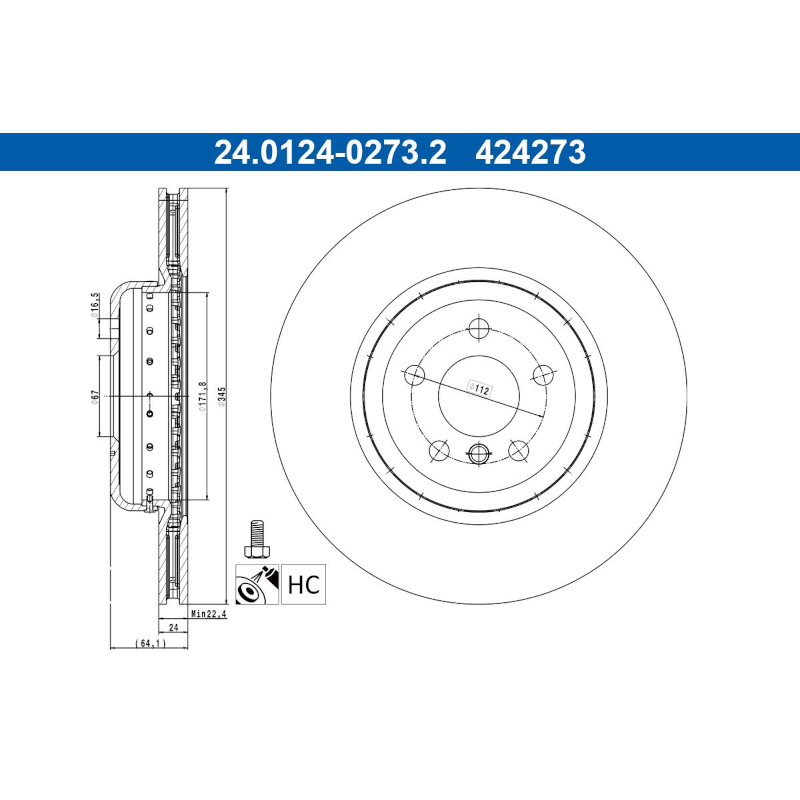 ATE Disque de frein en 2 pièces (2401240273202) pour BMW Toyota