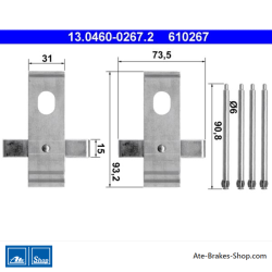 ATE Originele remblokaccessoirekit (13046002672) voor BMW