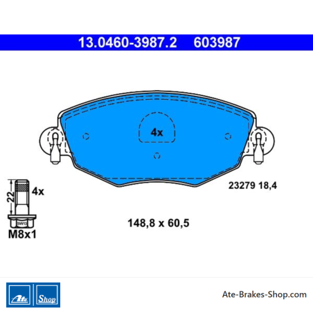 ATE pastillas de freno originales (13046039872) para Ford, Jaguar