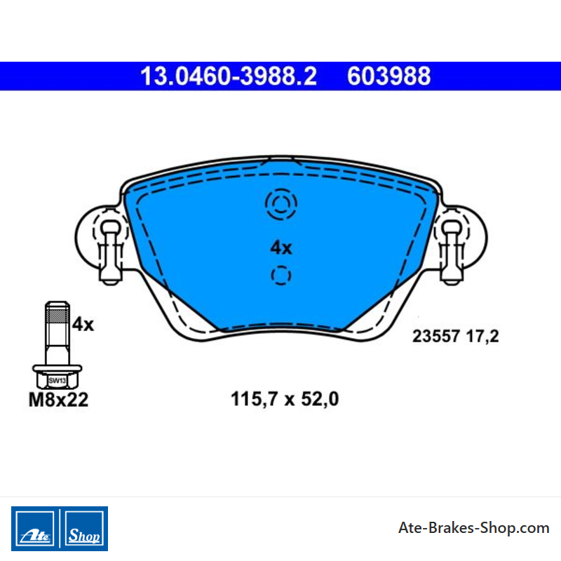 ATE original brake pads (13046039882) for Ford, Jaguar, Renault