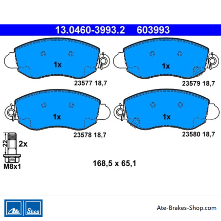 ATE plaquettes de frein d’origine (13046039932) pour Ford