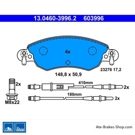 ATE originale Bremsbeläge (13046039962) für Citroën