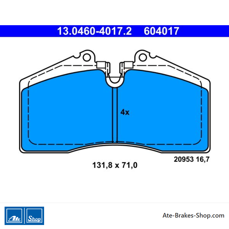 ATE original brake pads (13046040172) for Porsche