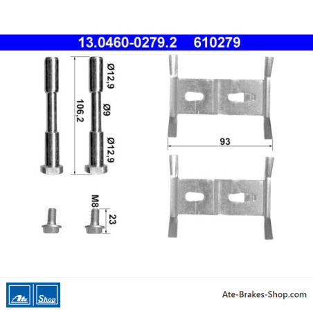 ATE Original brake pad accessories kit (13046002792) for Porsche, Volkswagen (VW)