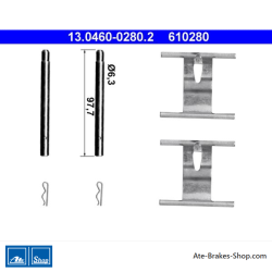 ATE Originele remblok-accessoirekit (13046002802) voor Porsche, Volkswagen (VW)