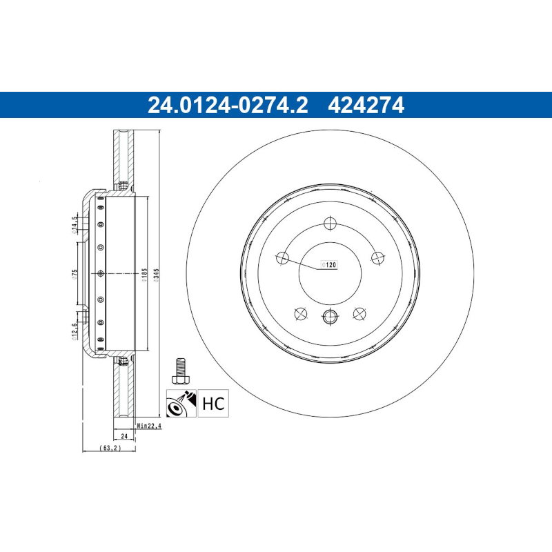 ATE Zweiteilige Bremsscheibe (2401240274202) für BMW
