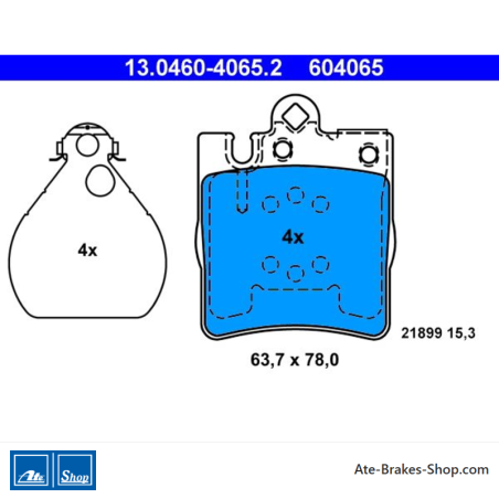 ATE original brake pads (13046040652) for Mercedes-Benz