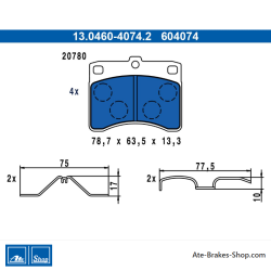 ATE originale Bremsbeläge (13046040742) für Daihatsu
