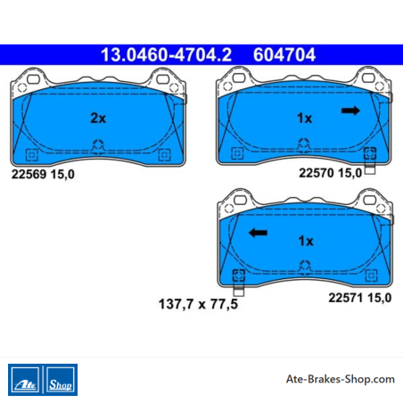 ATE originalen Bremsbeläge (13046047042) für Ford