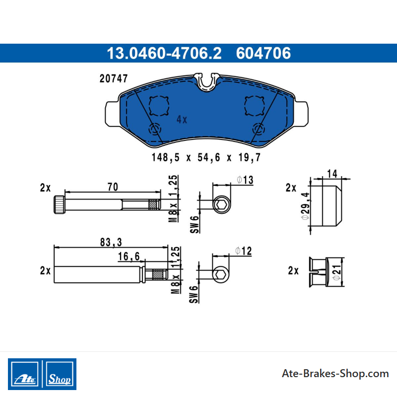 ATE originale Bremsbeläge (13046047062) für Mercedes-Benz