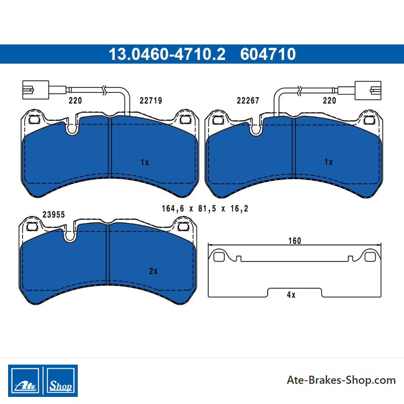ATE original brake pads (13046047102) for Alfa Romeo