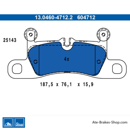 ATE original brake pads (13046047122) for Porsche