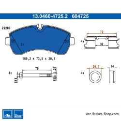 ATE plaquettes de frein d’origine (13046047252) pour Mercedes-Benz, Volkswagen (VW)