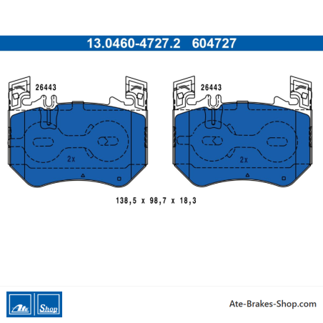 ATE original brake pads (13046047272) for Mercedes-Benz