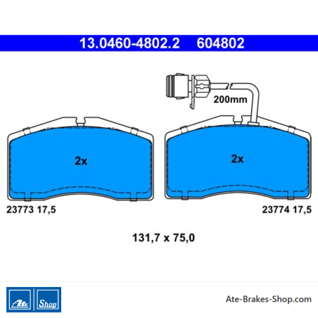 ATE original brake pads (13046048022) for Audi