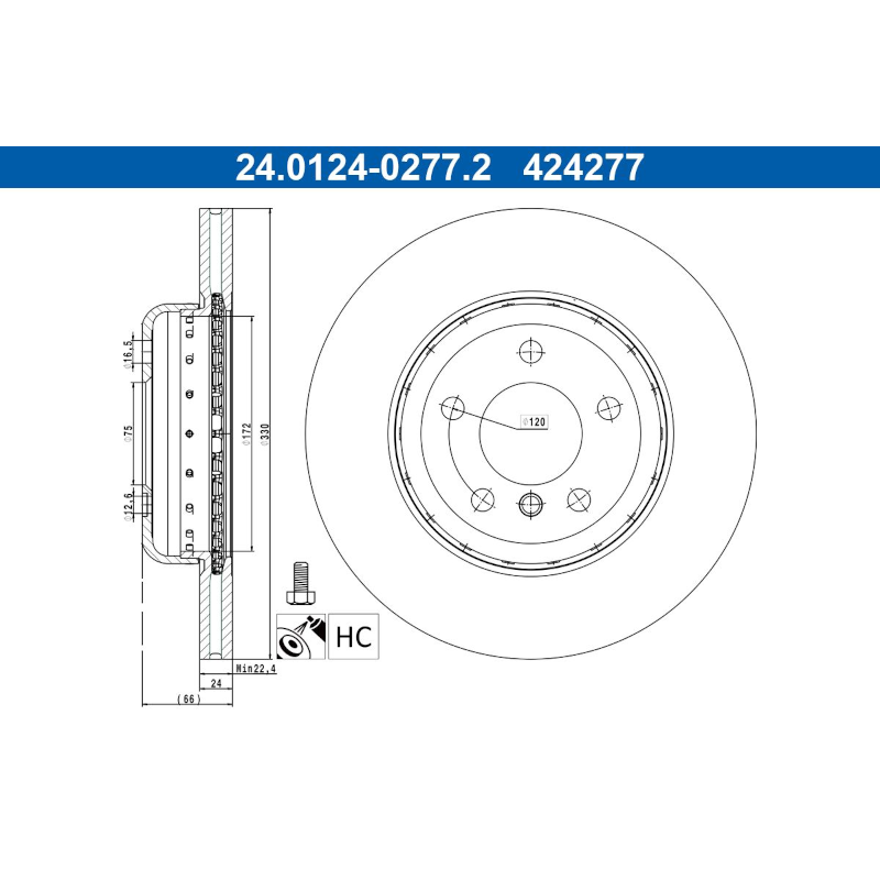 2 discos de freno ATE (2401240277202) para BMW