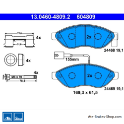 ATE originele remblokken (13046048092) voor Citroën, Fiat, Peugeot