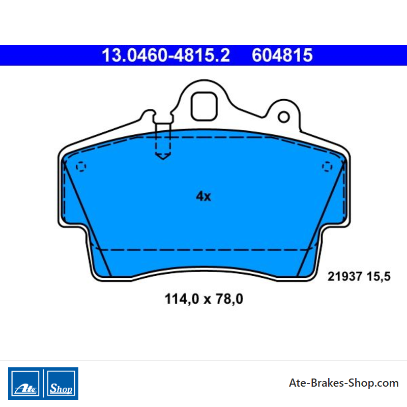 ATE original brake pads (13046048152) for Porsche