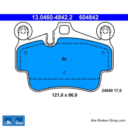 ATE original brake pads (13046048422) for Porsche