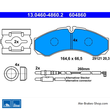 ATE original brake pads (13046048602) for Renault