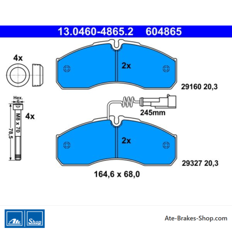 ATE original brake pads (13046048652) for Nissan