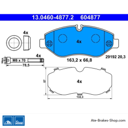 ATE originale Bremsbeläge (13046048772) für Mercedes-Benz, Volkswagen (VW)