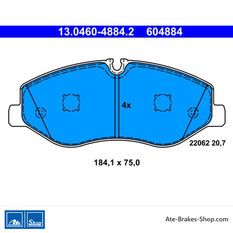ATE original brake pads (13046048842) for Mercedes-Benz