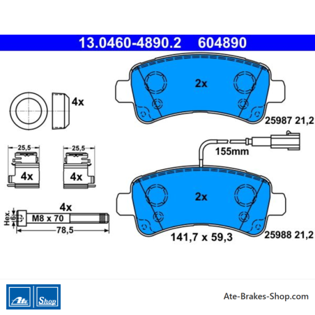 ATE plaquettes de frein d’origine (13046048902) pour Citroën, Fiat, Opel et Peugeot