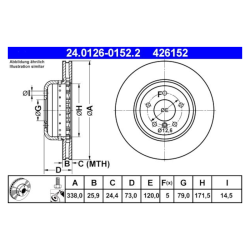 2 discos de freno ATE (2401260152202) para BMW
