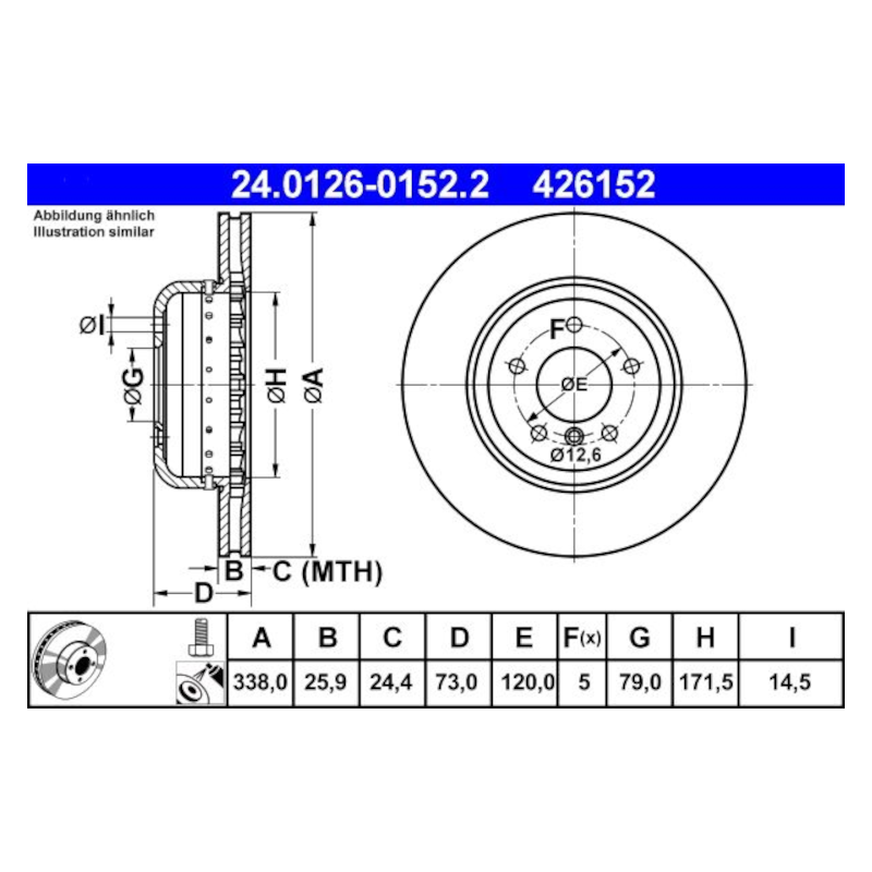 2 Pieces ATE Brake Disc (2401260152202) for BMW